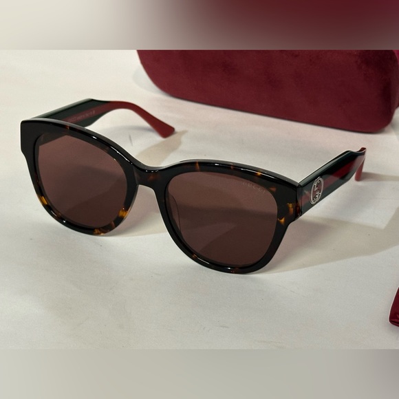 Gucci Melange Burgundy Havana Butterfly Sunglasses GG Shades Classic Colors NEW - Picture 3 of 9